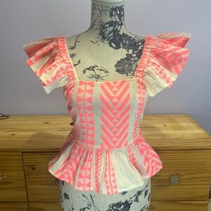 NWT Mi Ami Pink and Ivory Blouse- XS